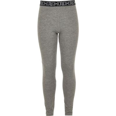 Girls grey branded leggings